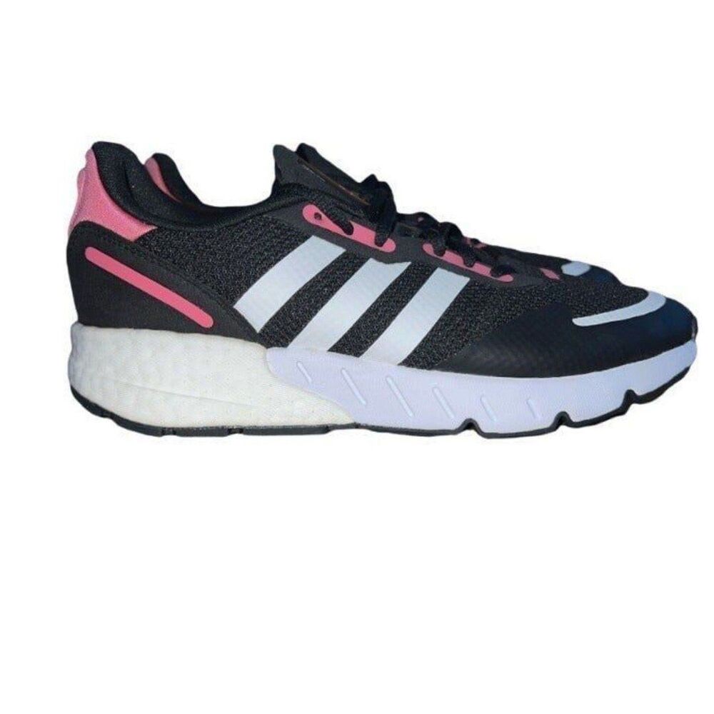 Adidas Womens ZX 1K Boost FX6872 Black White Lace Up Running Shoes Size 7